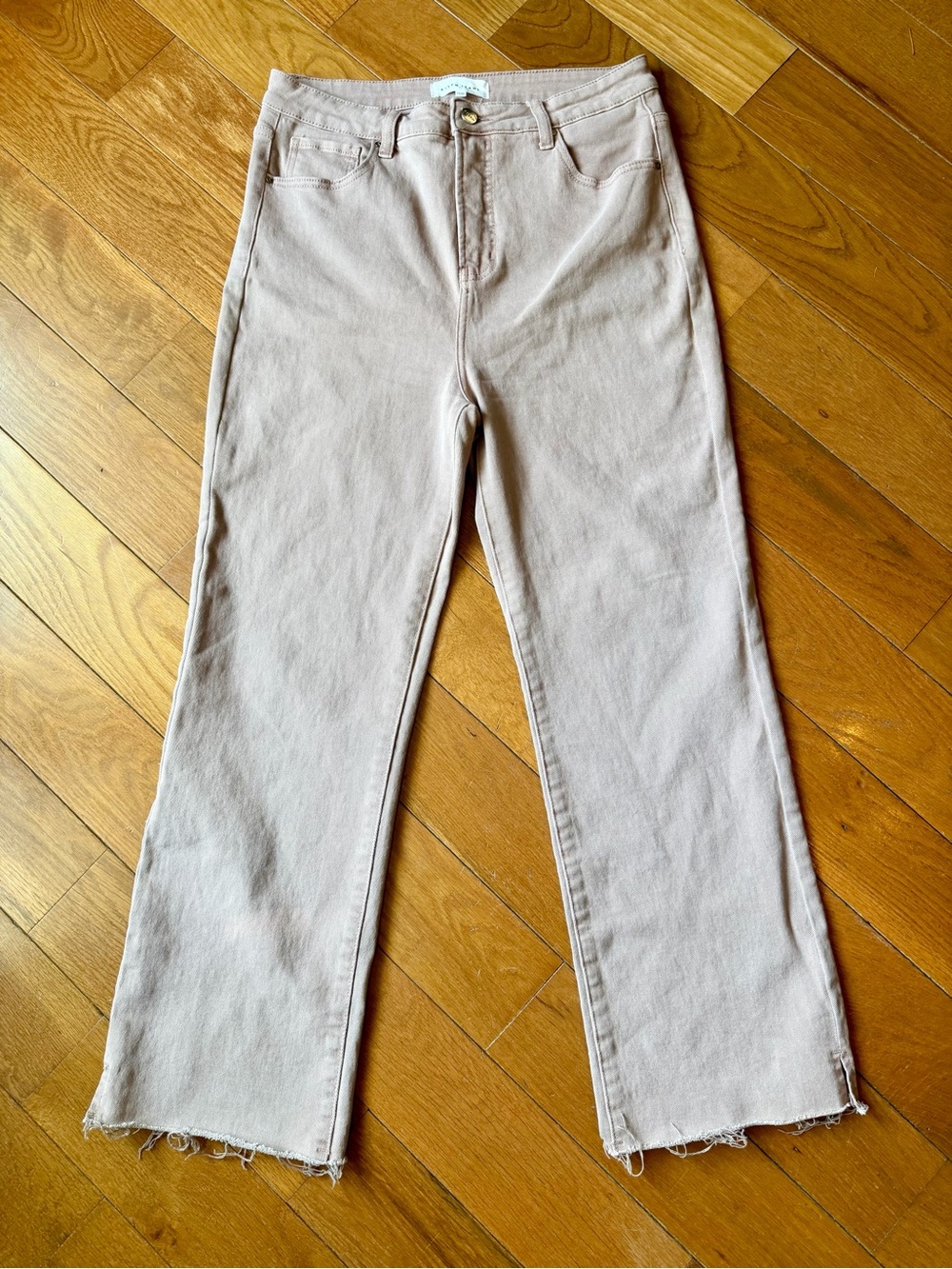 Risen Straight-Leg High-Rise Jeans in Light Muted Mauve 15/32
